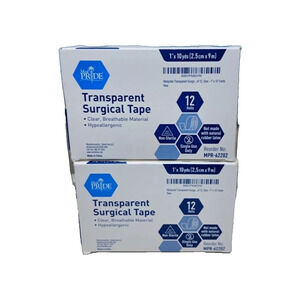 2 X Med Pride Transparent Surgical Tape 1 x 10 Yards 12 Rolls- New